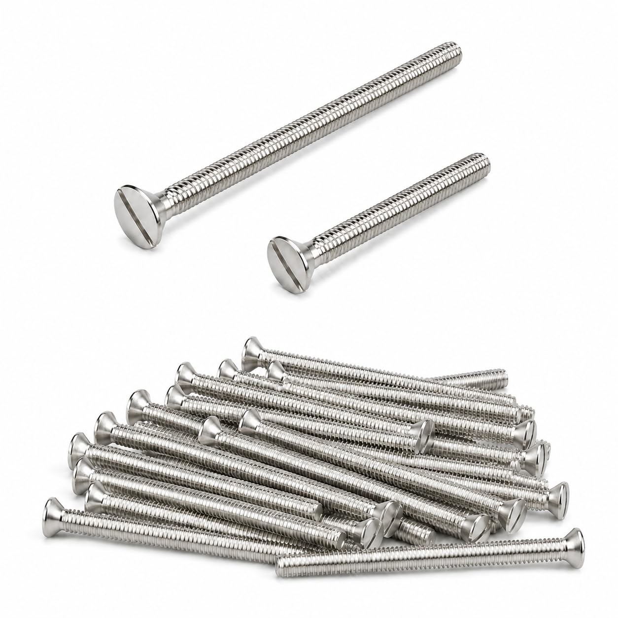 40Pcs M3.5 UK Electrical Socket Screws,40+50mm Electrical Screw,Silver Flat Head Slotted Machine Screws,Electrical Outlet Switch Extender Screws Box Specialised Screws,for Socket Switch,Junction Boxe