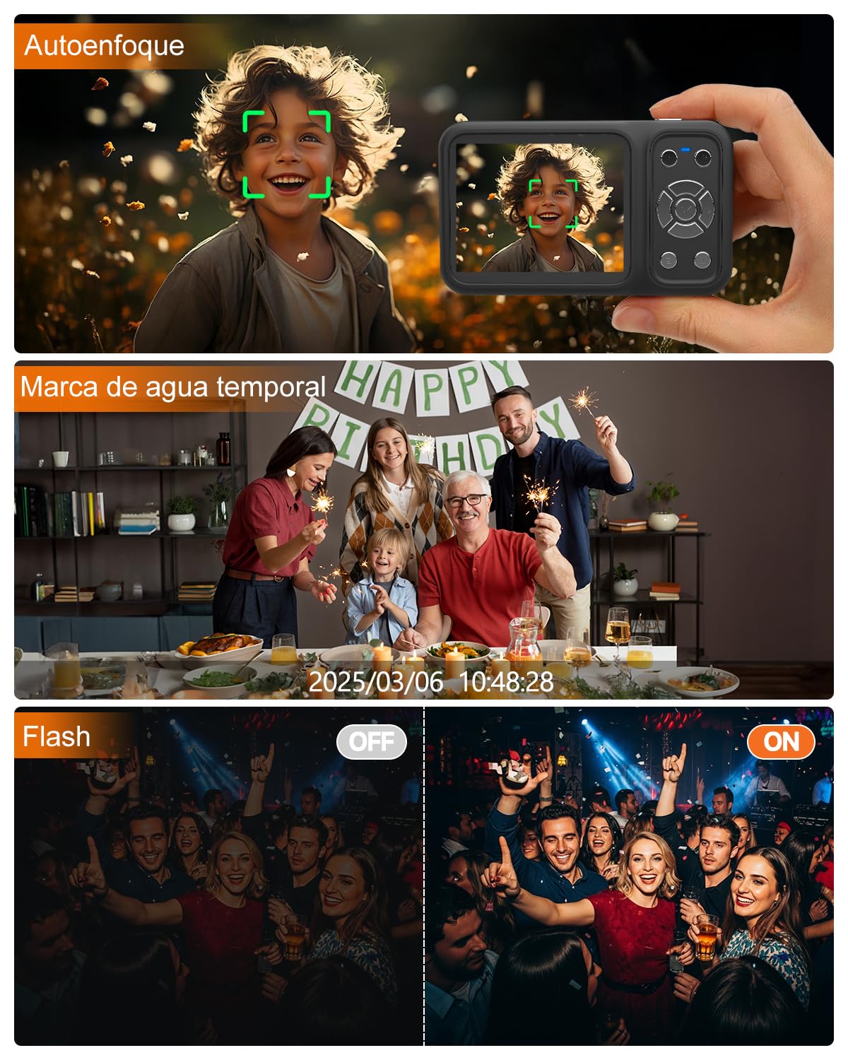 Camara Digital 4K 64MP Rollei Compactline 64 Dual Screen Zoom Digital 18X | Cámara de Fotos Compacta con Pantalla Dual Cámara Vlog Fotográfica Portátil para Selfie Niños Principiante Negro