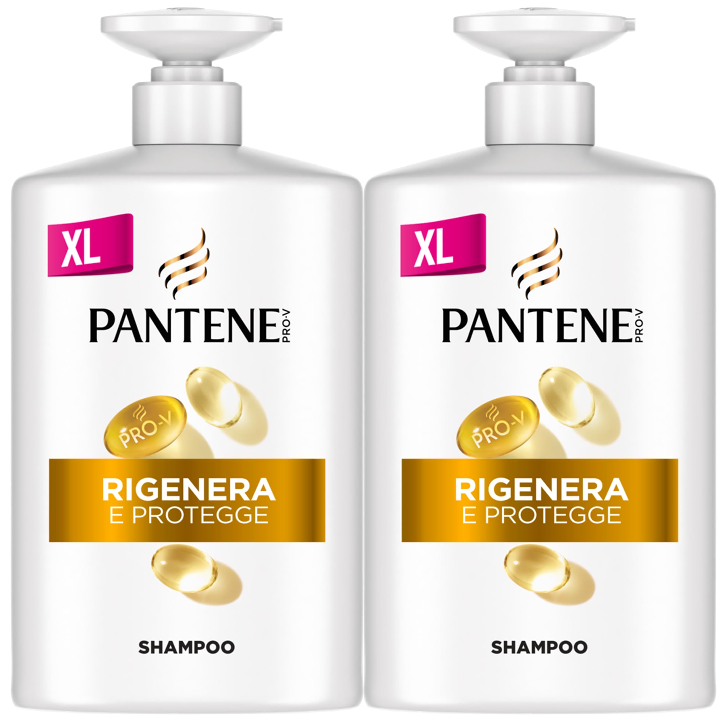 Pantene Pro-V Shampoo Rigenera E Protegge per Capelli Deboli, Secchi e Danneggiati. Protegge i Legami del Capello. Senza Siliconi, Olio Minerale e Coloranti. Formato Maxi Convenienza 2x1000ML