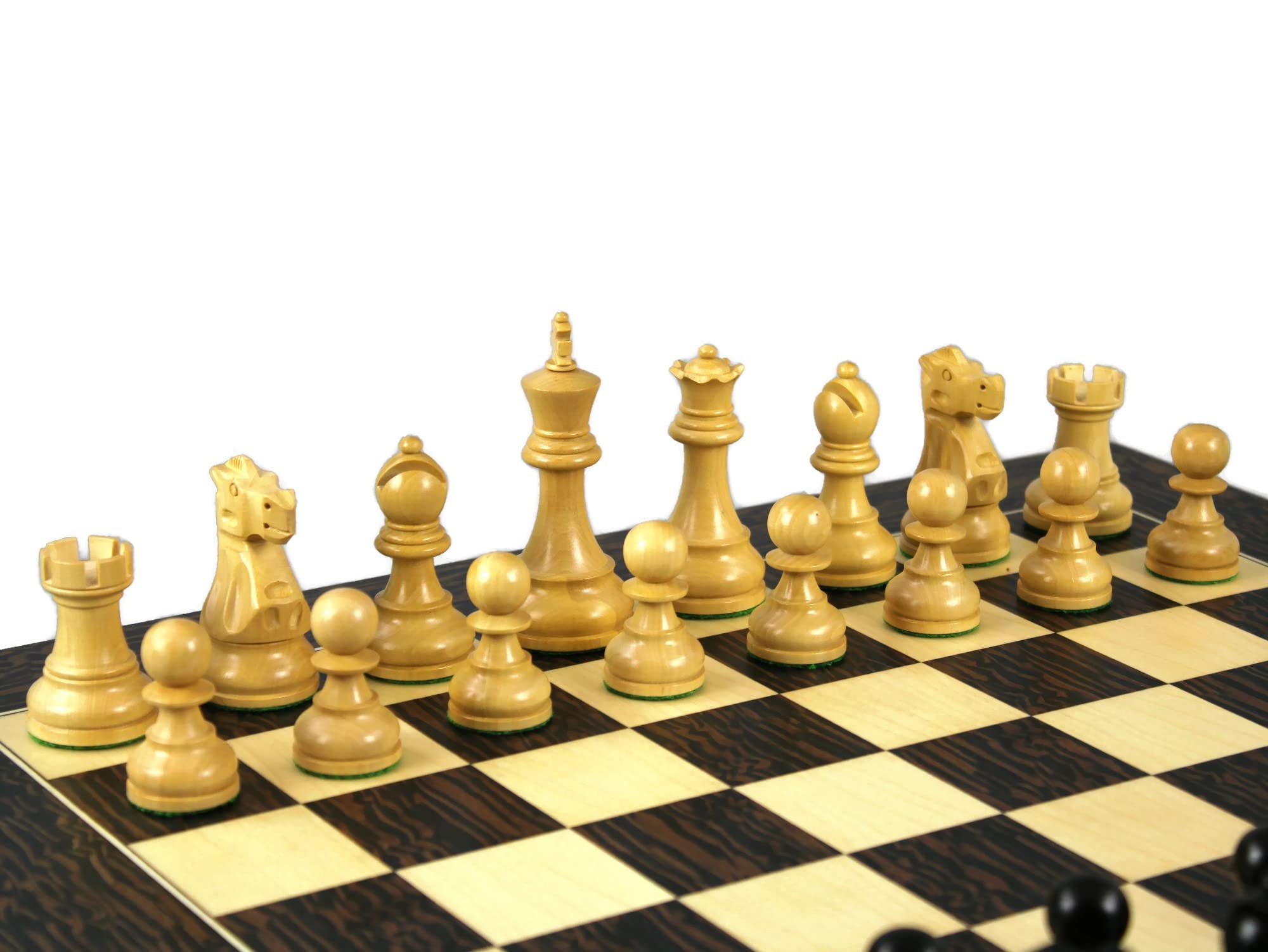 Set di scacchi in legno Tiger Ebony Board 20 pollici ponderato Ebanizzato Reykjavik Staunton Pezzi 9,75 pollici