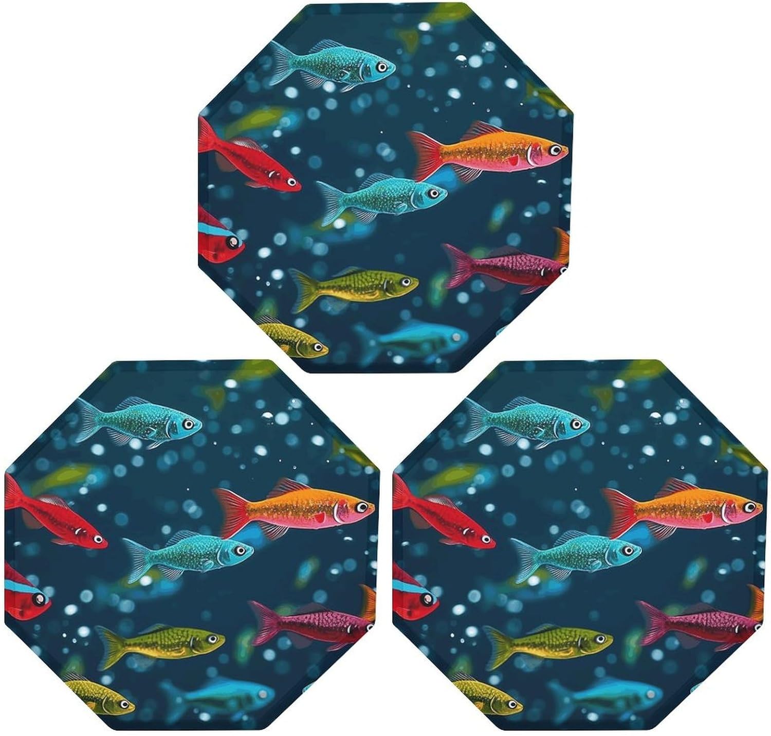 Ctagon Metal Sign for Home, Modern Display Plate for Kitchen, Underwater Colorful Minnows Plates Accent Hanging Wall Decorations 3PCS for Living Room, Bedroom, Hallway, Hotel