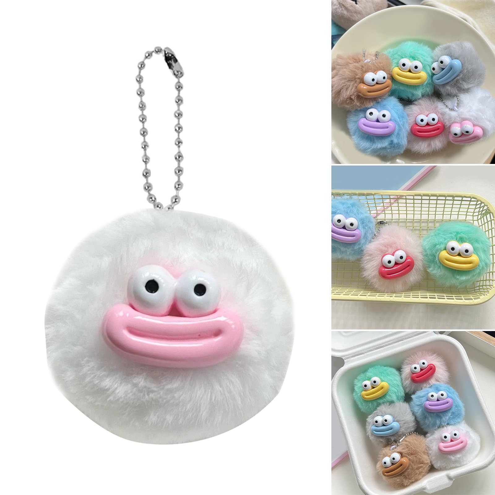 Zksbdxz Stress Relief Toy Sausage Mouth Pompoms Keychain for Machine Toy and Treasure Boxs Prizes for Children Birthday