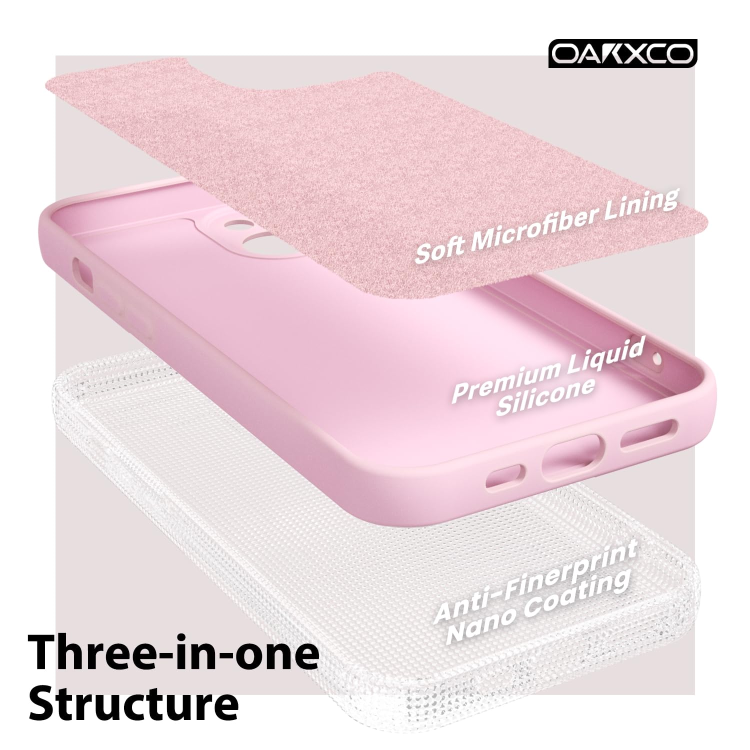 oakxco for iPhone 16 Pro Max Case Liquid Silicone, Soft Rubber Gel Elegant Aesthetic Basic Simple Cover, Cute Thin Slim TPU Matte Solid Color Plain Smooth Case for Women Girl, Light Pink — view 632