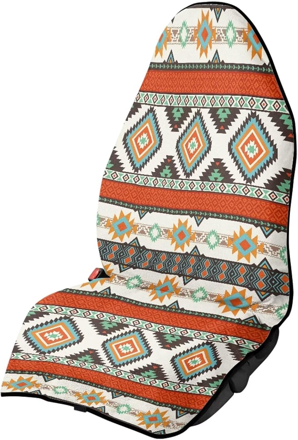 Aztec Style Print Car Seat Cover Front Seat Only, Universal Waterproof Seat Hoody Towel Seat Cover for Auto SUV Truck, Washable Cooling Bucket Car Seat Protector for Swimming Working Running