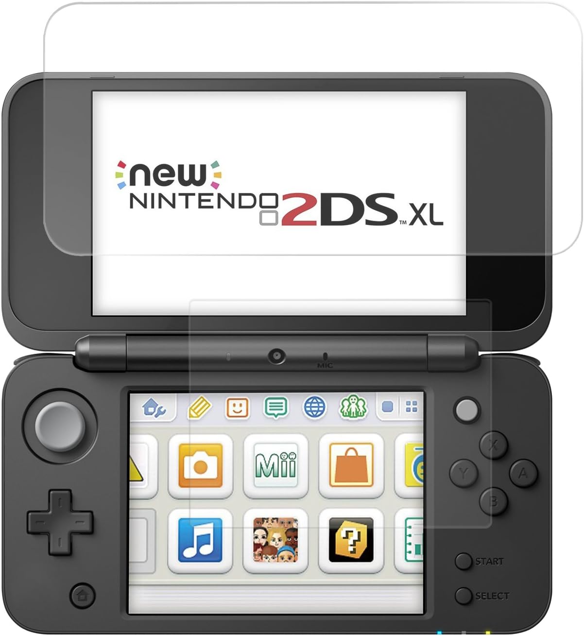 MoKo Screen Protector Compatible with Nintendo New 2DS XL, (1 Pack) 1 x Tempered Glass & 1 x PET HD Clear Film, Anti-Fingerprint & Anti-Bubble