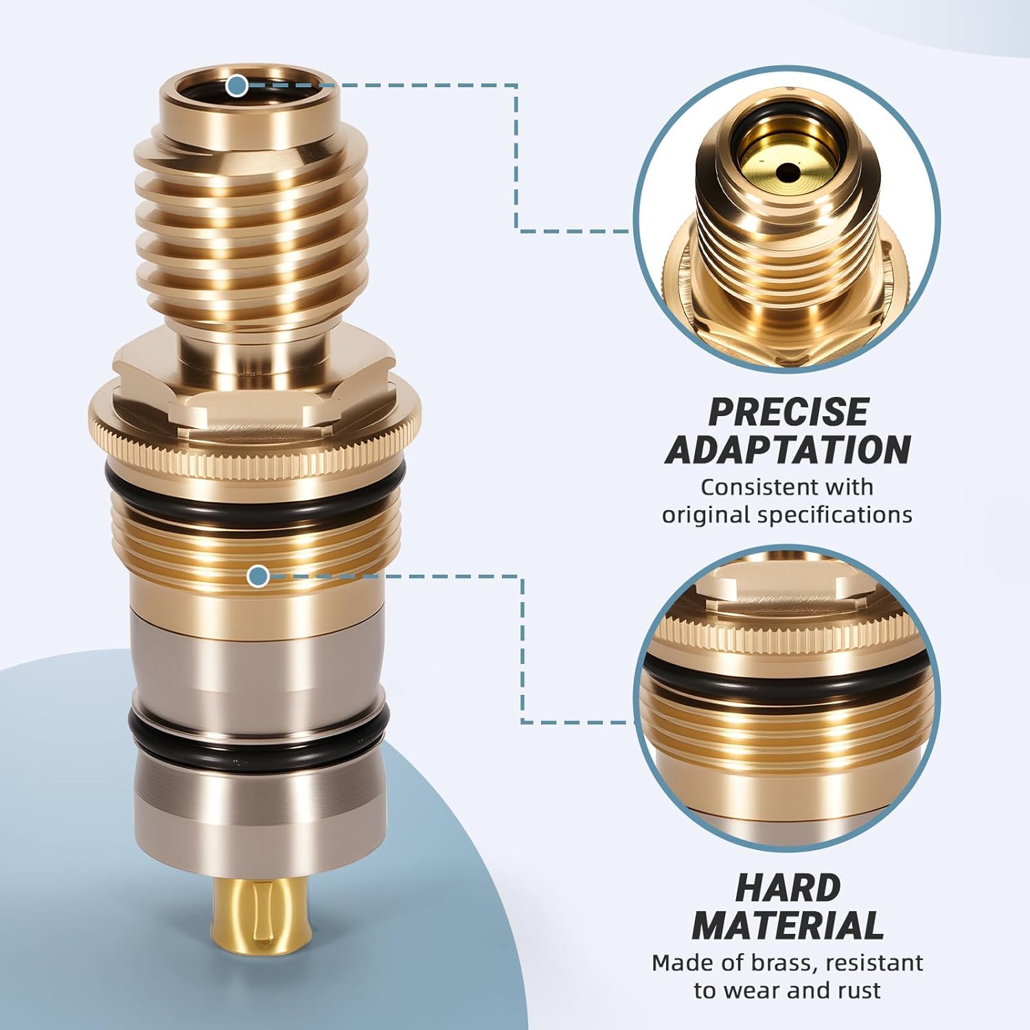 Cartucho termostático GR-47450000 de 1/2" de latón y acero inoxidable, compatible con Grohtherm 1000/3000 y Automatic 2000, repuesto 47450000