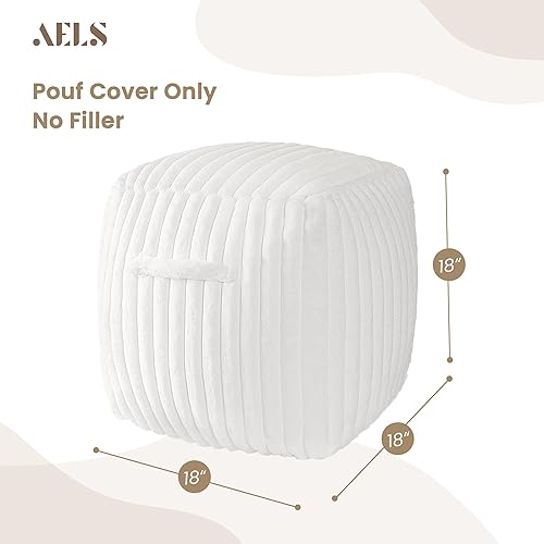 Miniatura 3 de AELS Unstuffed - Funda para puf moderna para sala de estar, puf de almacenamiento moderno de mediados de siglo, cubos, de piel sintética blanca