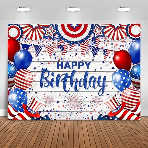 Mocsicka Telón de fondo de cumpleaños del 4 de julio, bandera estadounidense, Día de la Independencia, fondo patriótico de estrellas y rayas,