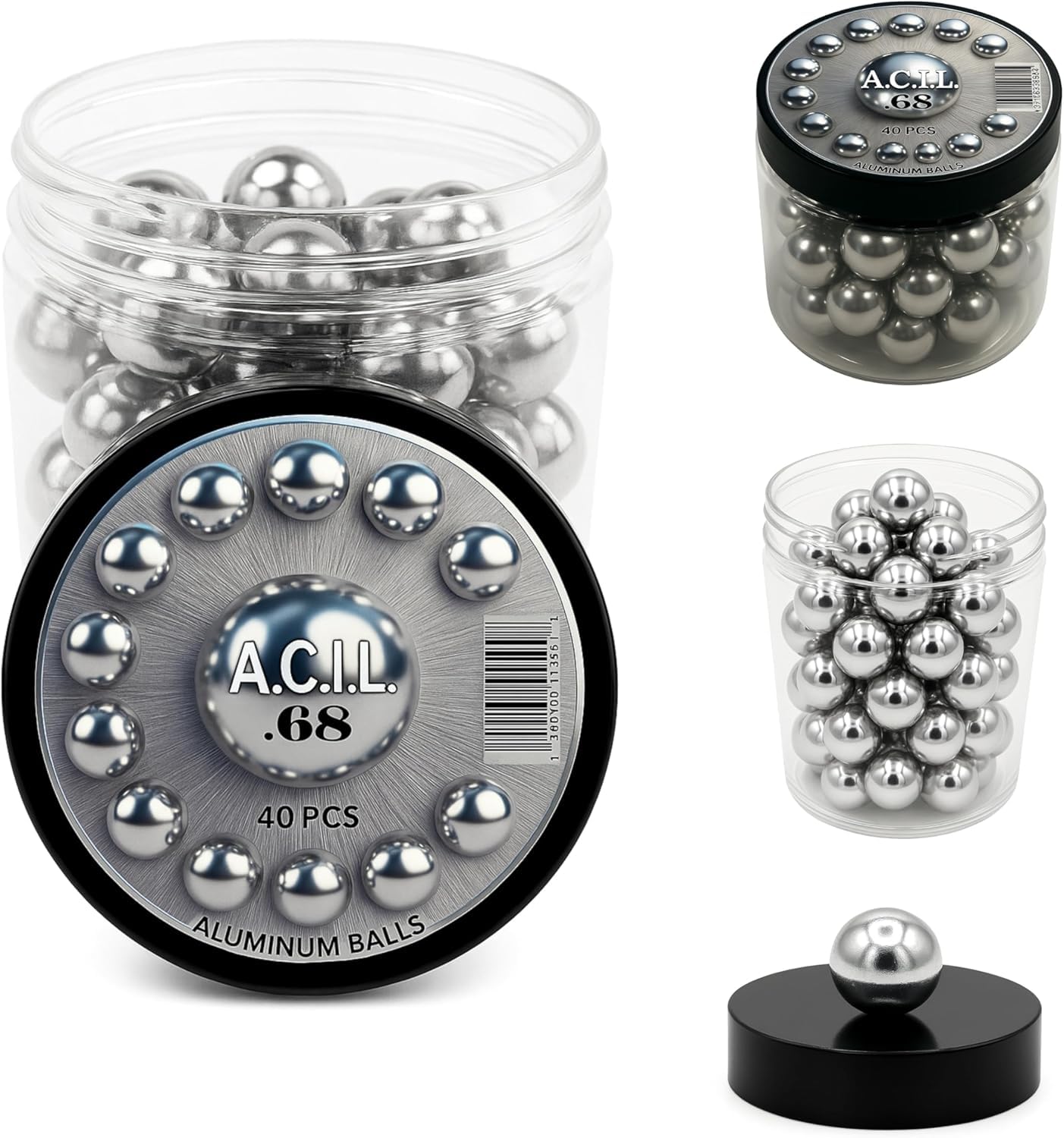 Aluminum Balls .68 Cal. Solid Resuable Paintballs Powerballs for Target Practice, Training and Defense Pistols in 68 Caliber (40 pcs)