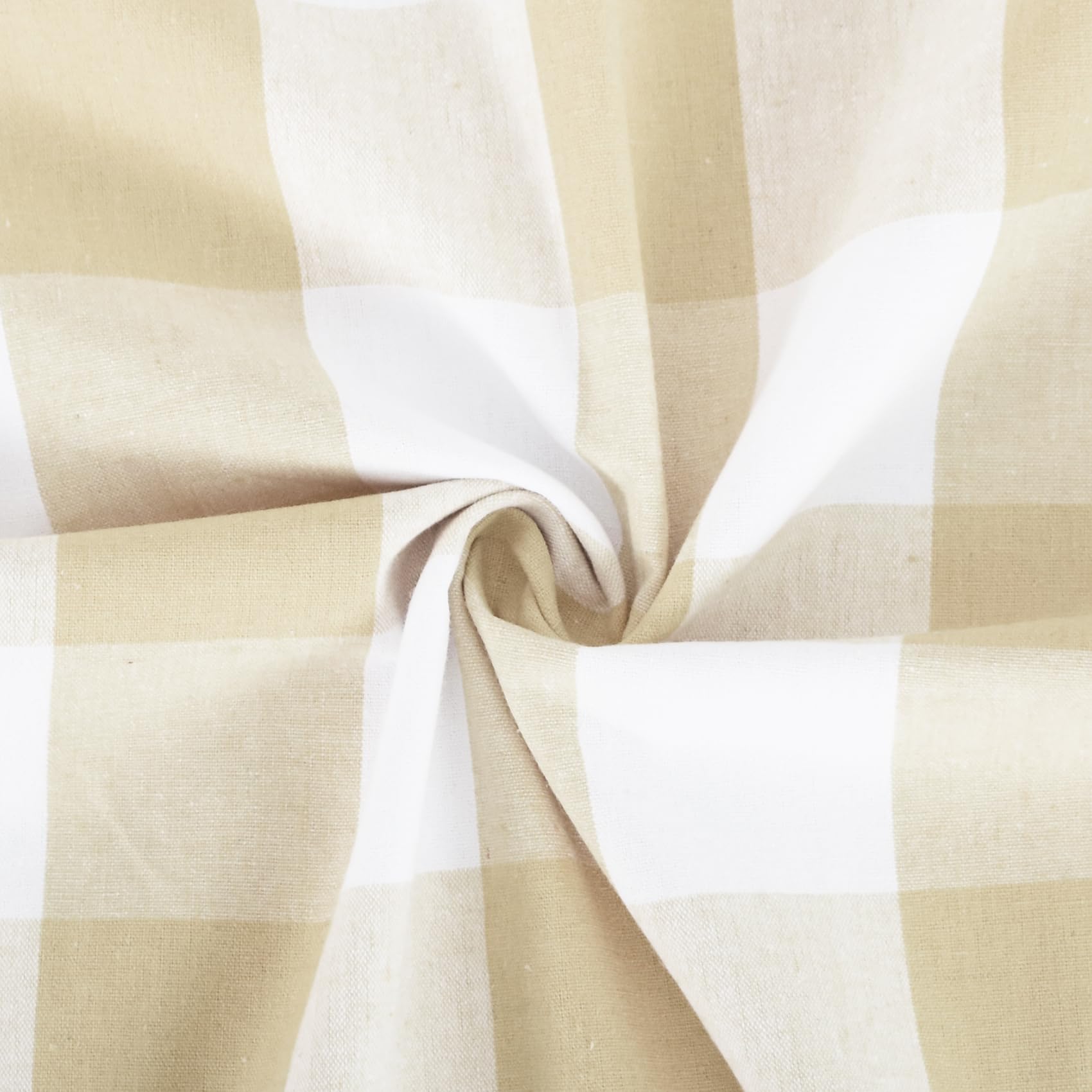Natus Weaver Buffalo Check Curtains 45 inches Long Cotton Basement Beige and White Gingham Plaid Kitchen Window Panels Living Room Checker Drapes Bedroom Rod Pocket Window Treatment 2 Panels - Image 3
