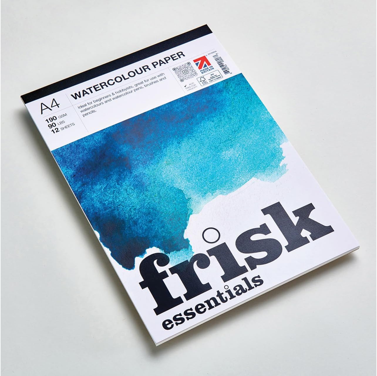 Frisk Essentials Watercolour Paper Pad 190gsm 12sheets A5, White