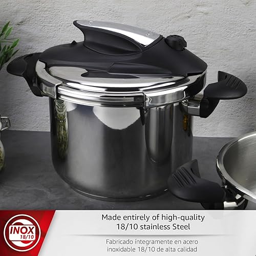 Miniatura 3 de Magefesa Nova - Juego de olla a presión para estufa, 4.2 cuartos de galón y 6.3 cuartos de galón, cocción rápida, fácil bloqueo, acero inoxidable