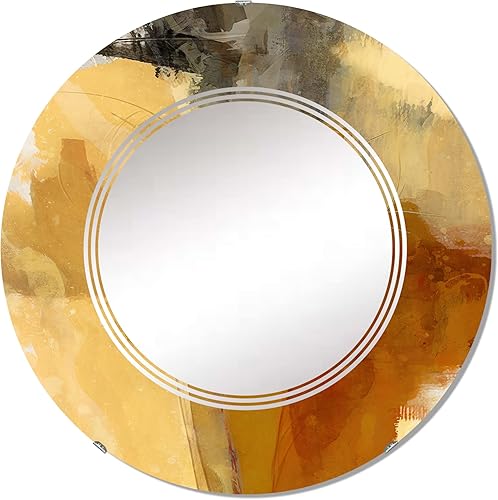 DesignQ Terra Rosa Earth Mysteries III - Espejo de tocador, espejos de baño, espejos de pared para sala de estar, dormitorio, espejo redondo,