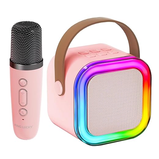 Mini Karaoke Machine for Kids Gifts Adults (Cute Little & Portable) Bluetooth Speaker with Wireless Microphone (Sound Loud) Birthday Gifts for Girls 3-12 Years Old Toddler Toys - Pink