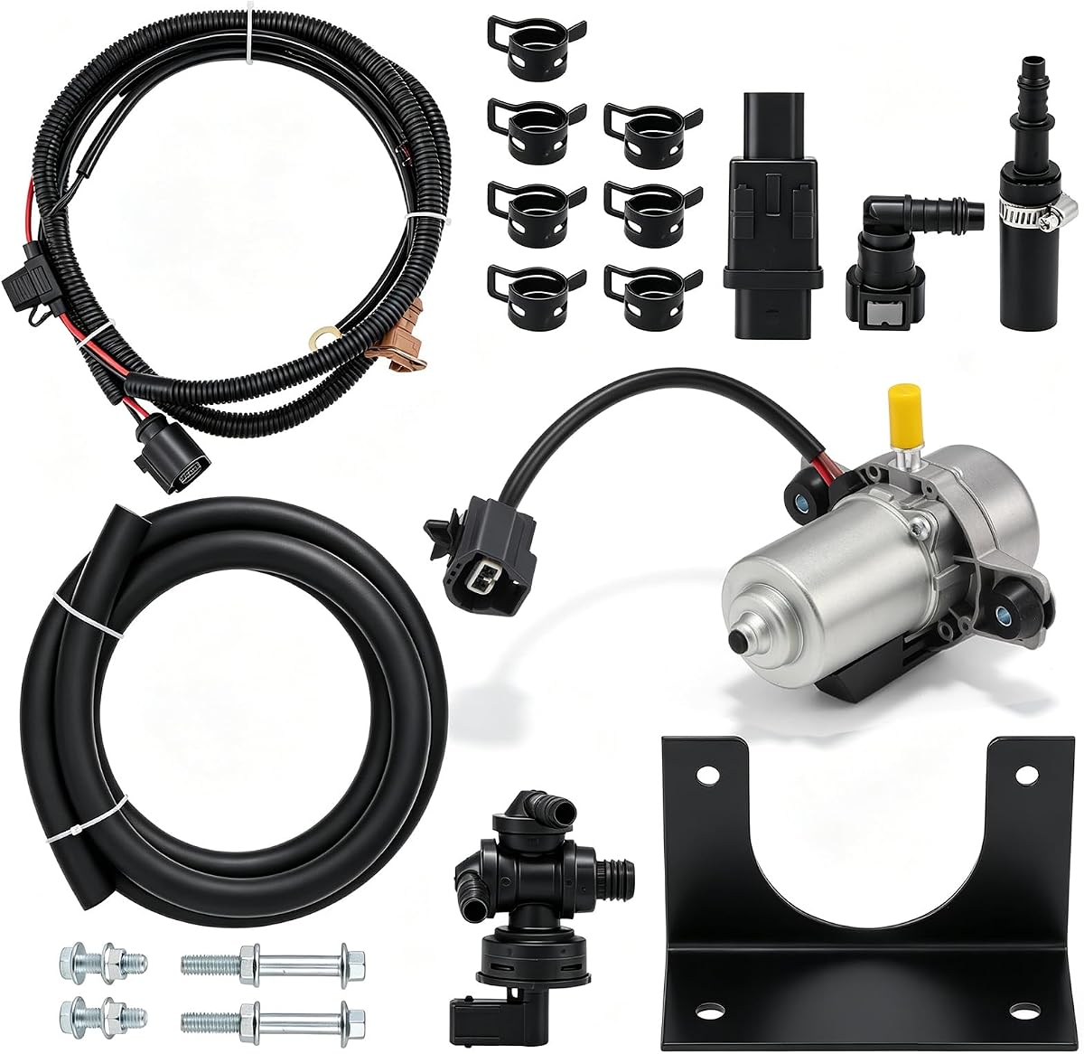 Bomba de vacío eléctrica de 12 V para amplificador de freno - Resuelve problemas de pedales duros - Kit Plug & Play con cableado - Paleta rotativa silenciosa para motores turbo y modificados - Se adapta a la mayoría de los vehículos