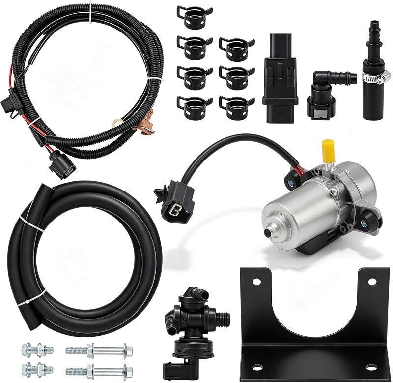 Bomba de vacío eléctrica de 12 V para amplificador de freno - Resuelve problemas de pedales duros - Kit Plug & Play con cableado - Paleta rotativa silenciosa para motores turbo y modificados - Se adapta a la mayoría de los vehículos