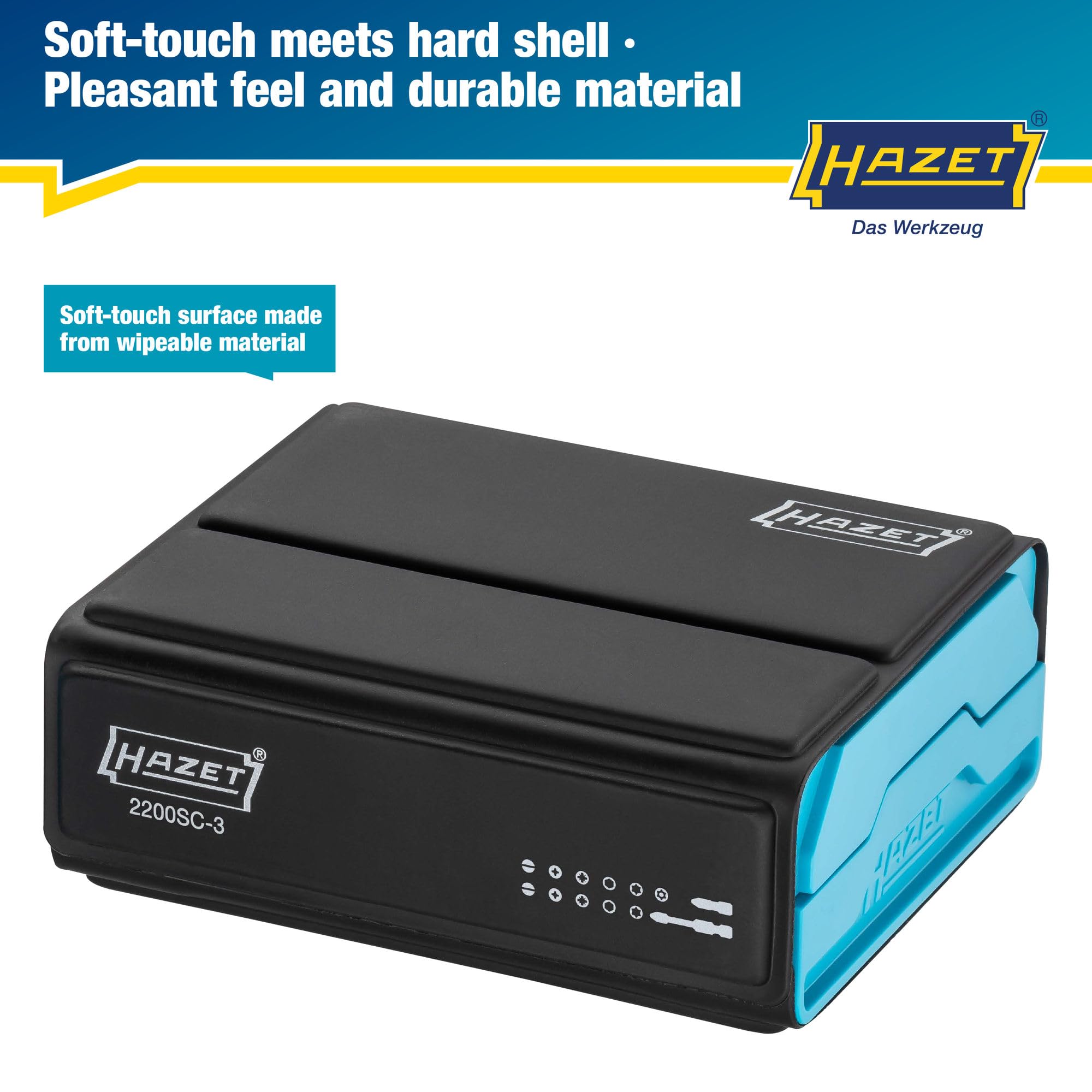 HAZET Juego de puntas Smartcase 2200SC-3 I 96 piezas, accionamiento: hexagonal 6,3 (1/4 pulg.) muchas herramientas en el mínimo espacio para la mejor visión de conjunto