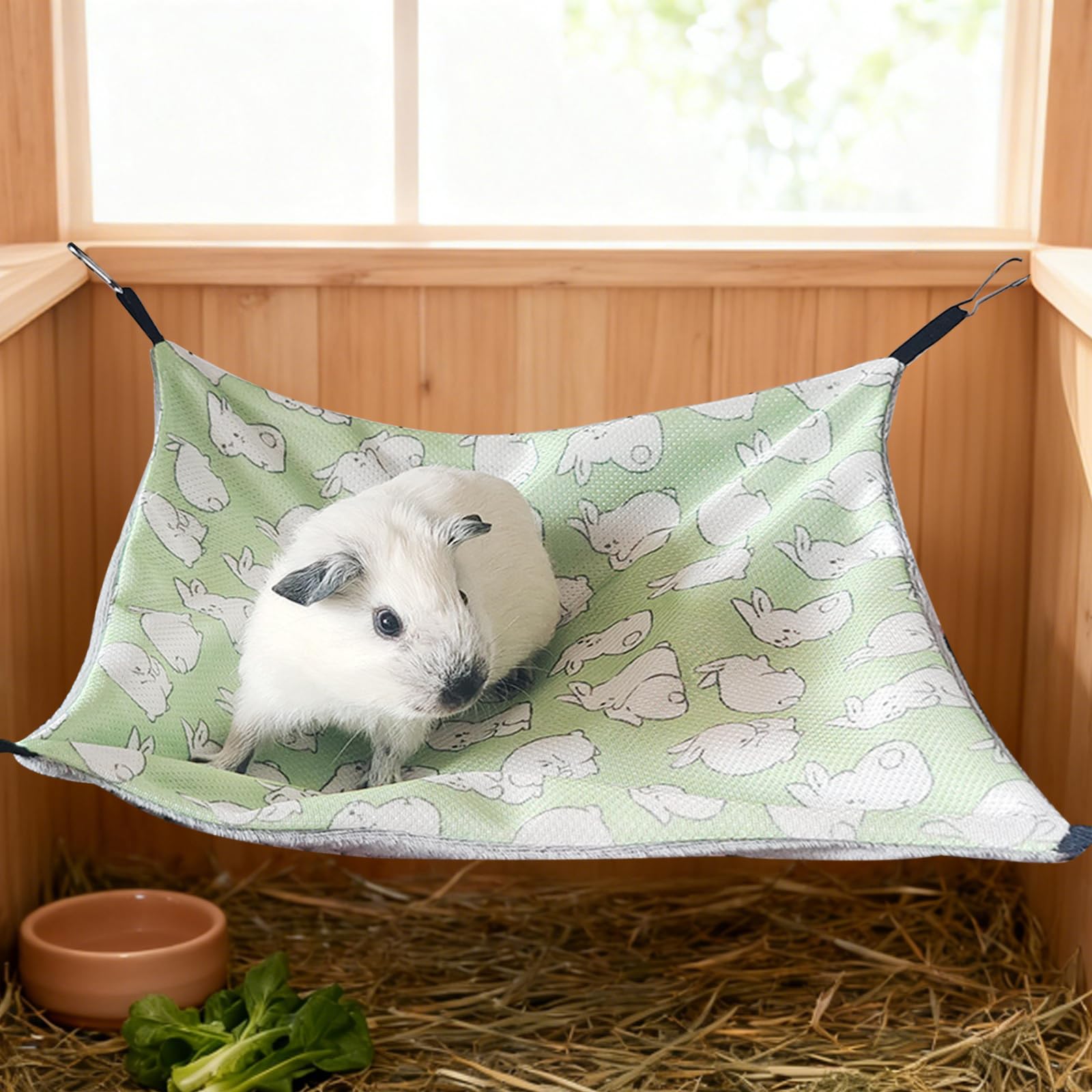 Maison cochon d'inde, Hamac Lit Hamac pour Animaux de Compagnie À Double Couche Chinchilla Furet pour cage de petit animal de compagnie, pour Chinchilla,Hérisson,Cobayes (Glace Soie, lapin vert)