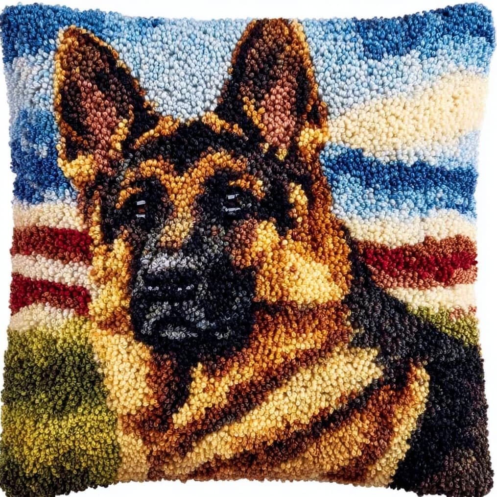 AxiangziK Latch Hook Pillow Case Kit for Adults,German Shepherd Dog