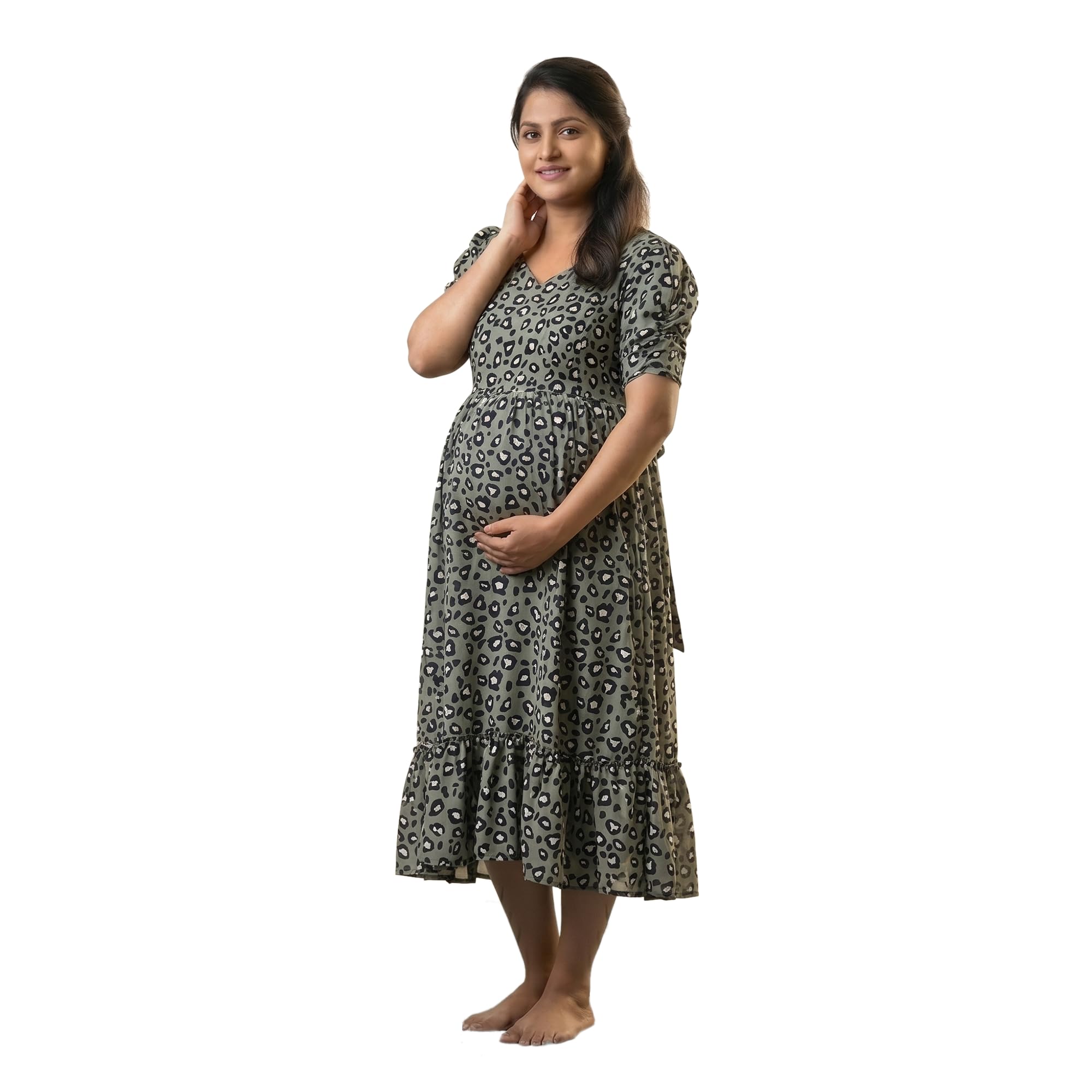 Yath Attire Georgette Feeding Kurti for Women | Animal Grey Print | Maternity & Nursing Wear | Back Knot, Side Pocket | Length 47–48-image-39