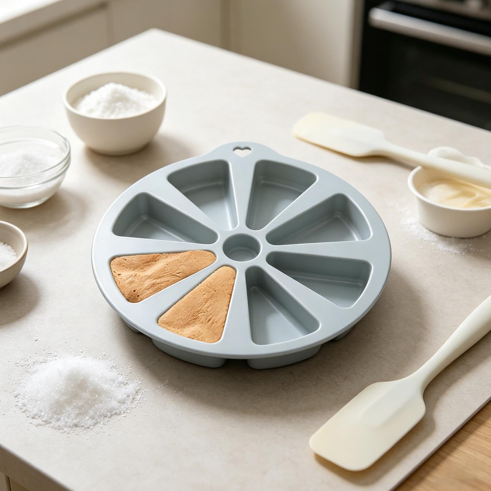 Molde triangular de 8 cavidades para horno y freidora de aire caliente