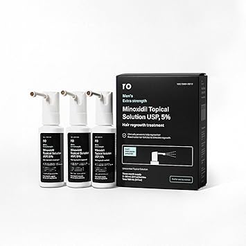 Roman Mens Topical Hair Regrowth Treatment Spray | 5% Minoxidil Solution, Clinically Proven for Thinning Hair, Easy to Use, Unscented | 3-Month Supply