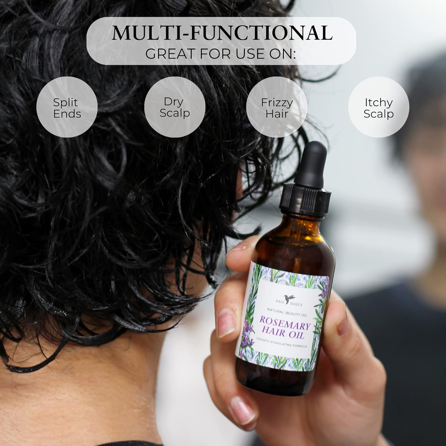 Baja Basics Organic Rosemary Oil: Hair Growth, Moisturizing for Split Ends & Dry Scalp, Hair Strengthening, All Hair Types, 2 oz - Image 4