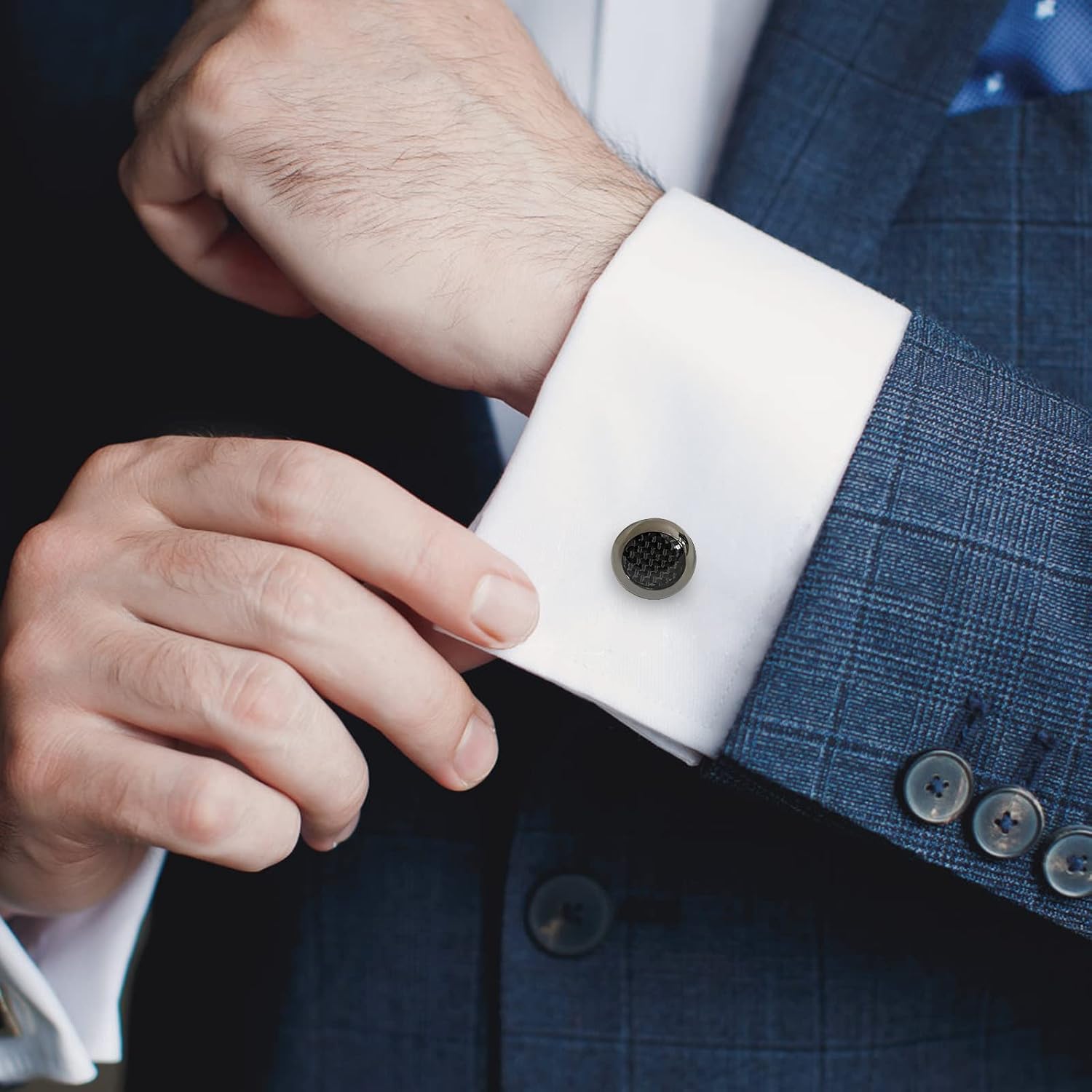 Black Carbon Fiber Cufflinks for Mens Shirt Wedding Business Gift