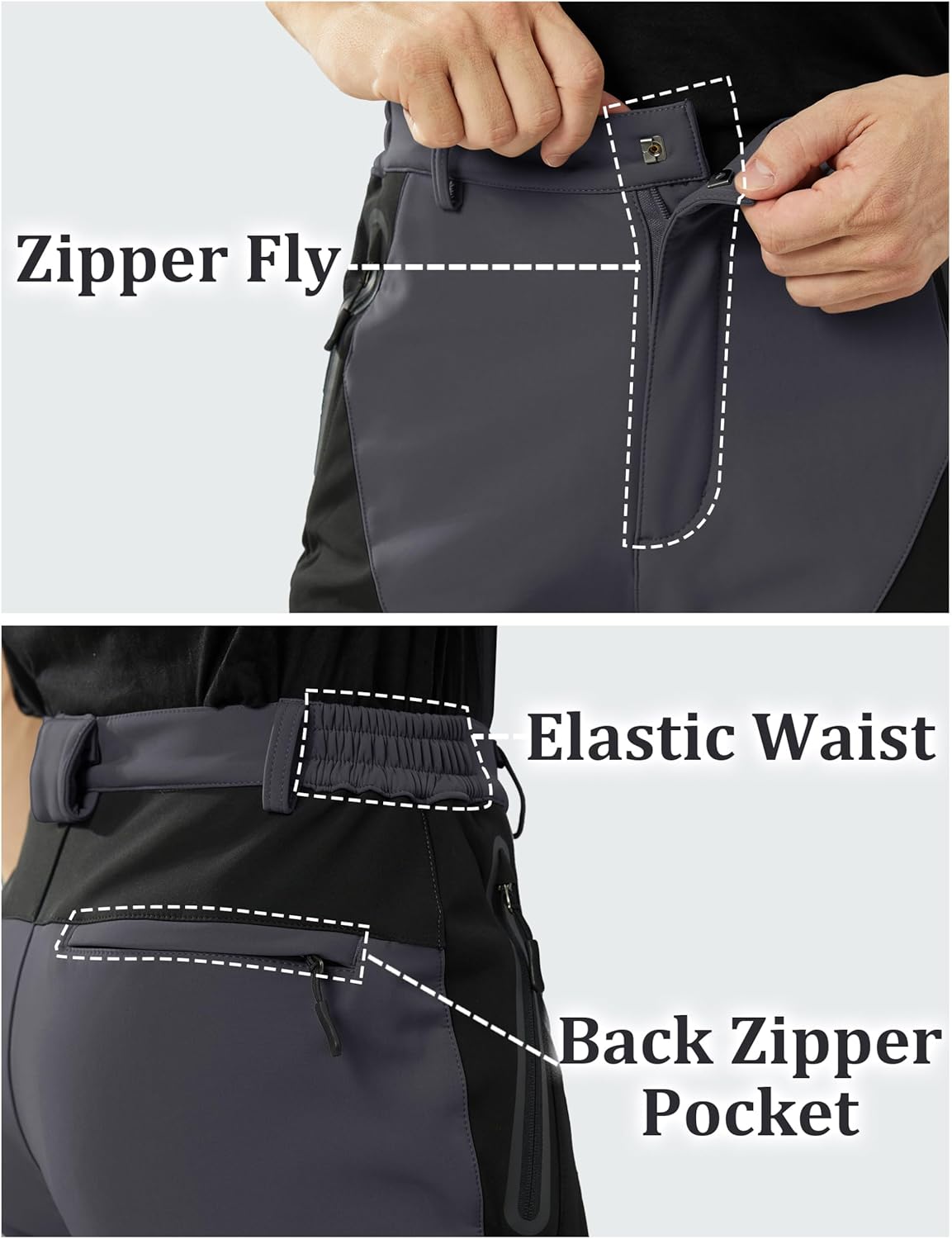 TACVASEN Men's Skiing Snow Pants Fleece Lined Waterproof Winter Insulated Hiking Pant for Outdoor Work Hunting Cargo - Image 6