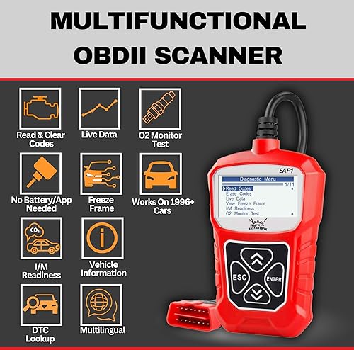 Miniatura 5 de EAF1 OBD2 Escáner de coche  Herramienta de diagnóstico automotriz profesional lector de código para luz del motor OBDII escáner para coche de datos