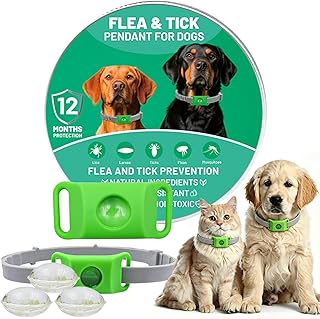 Flohhalsband Hunde, Repellent-Hänger, Zeckenhalsband, 12 Monate Floh- und Zeckenfrei, für Hunde Wasserdichter und Langlebig Verstellbarer für Kleine Mittlere und Große Hunde (Grün*1PCS)