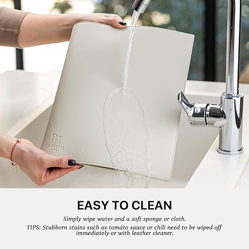 Miniatura 4 de Juego de 6 manteles individuales de piel sintética de vinilo, lavables, lavables, para cocina, mesa de comedor, resistentes al calor, impermeables,