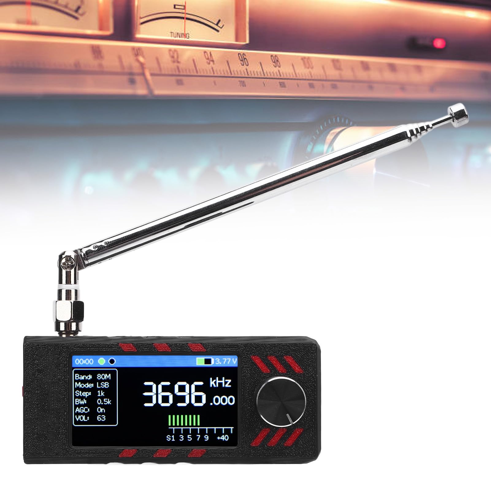 Luocute Mini Récepteur Radio, Radio à Ondes Courtes Portables avec écran de Couleur de 1,9 Pouce Récepteur de Bande Complète pour FM AM LSB USB avec Batterie de 800 MAh de Charge C.
