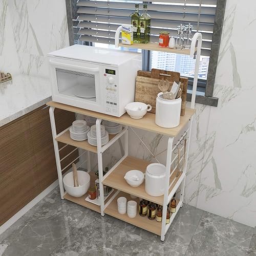 Miniatura 7 de soges Estación de café para microondas, estante para panaderos de cocina, carrito de almacenamiento para horno de microondas, estante de estación de