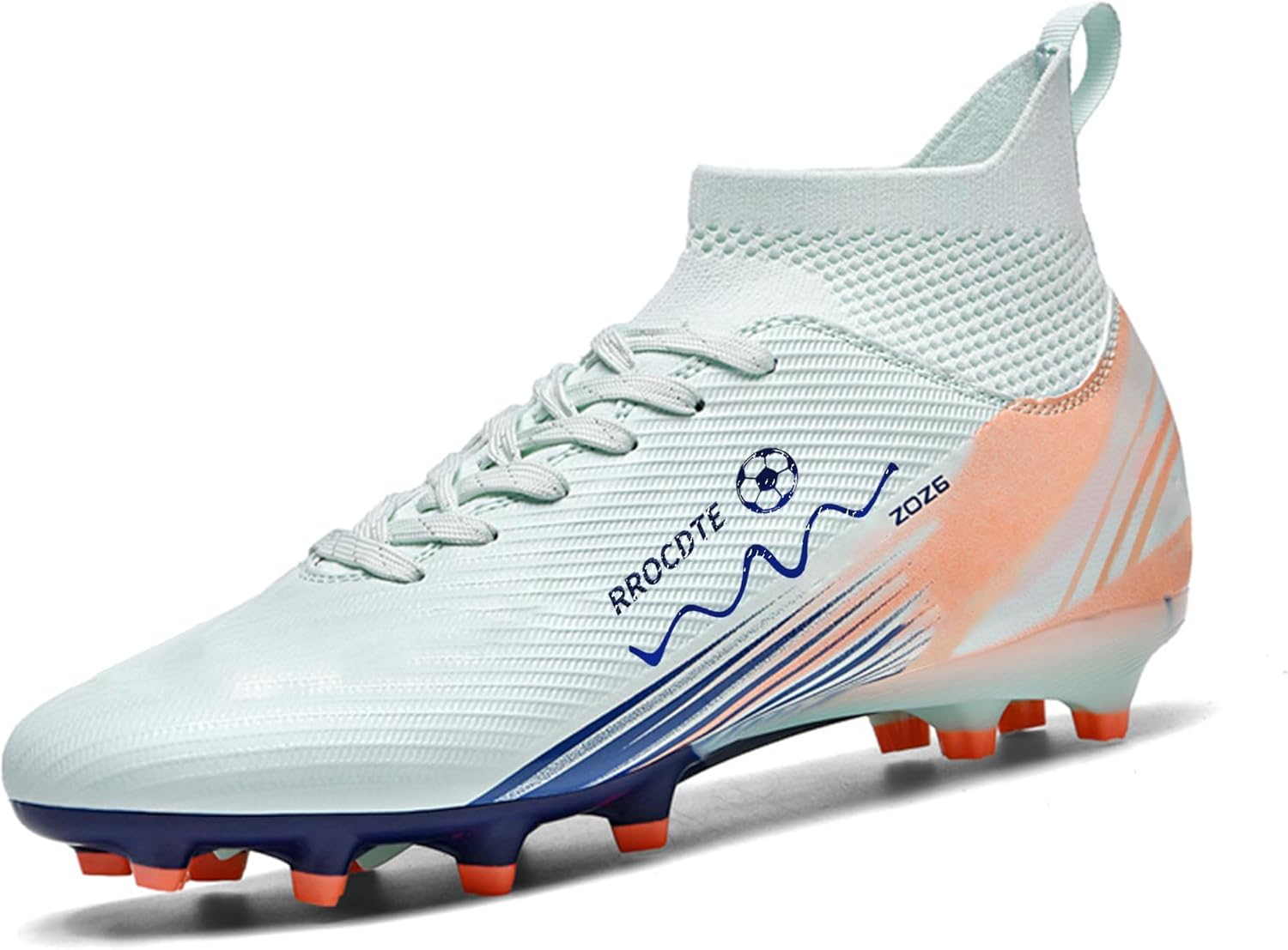 RROCDTE Soccer Shoes for Mens Womens High Top AG Long Spikes Students Game Sports Training Football Cleats