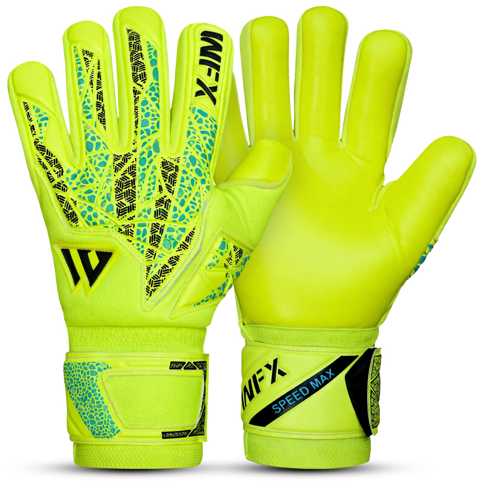 WFX Professional Goalkeeper Gloves for Kids, Youth, Adult, Men, Strong Grip Palm Finger Protection Football Soccer Goalie Gloves with Dumbo Latex 4+3mm Wrist Support