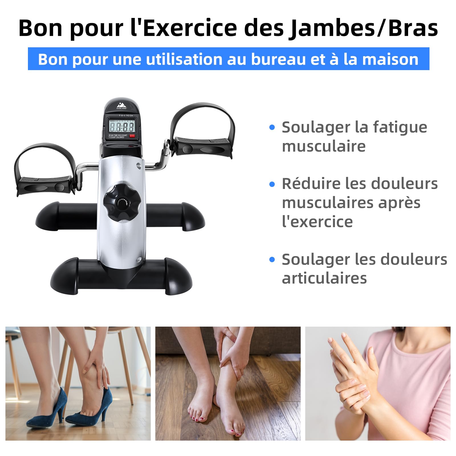 Mini Vélo d'Appartement - Pedalier d'appartements | Pratique Utiliser Pédaler, Résistance Réglable, Ecran LCD Appareil | pour Travailler Les Jambes et Les Bras