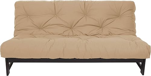 Miniatura 123 de Poly Solid - Colchón de futón completo, 8 pulgadas, color azul polvoriento Negro -,Azul,rosado (Blush Pink),Borgoña,Burnt orange,2-Burnt