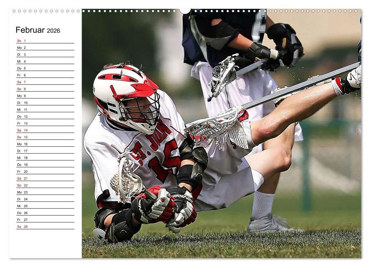 Teamsport Lacrosse - Face-off (Wandkalender 2026 DIN A2 quer), CALVENDO Monatskalender: Packende Spielszenen aus der Welt des Lacrosse (CALVENDO Sport)