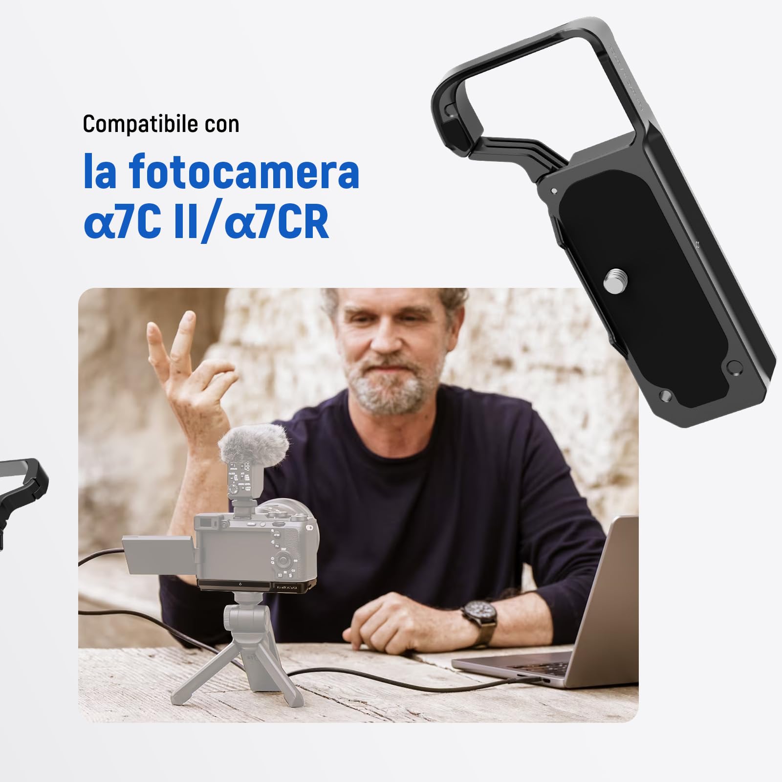 Gabbia Per Fotocamera Sony A7C II/A7CR - Rig In Alluminio Con Base Arca, Guide NATO E Cold Shoe - Foto 6