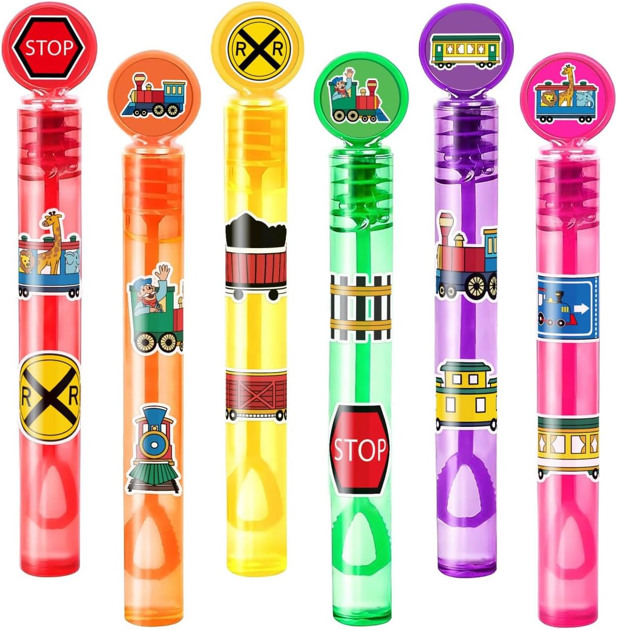 Train Party Favors for Kids - 24PCS Locomotive-Themed Mini Bubble Wands | Birthday Supplies, Pinata Fillers, Goodie Bags, Classroom Rewards