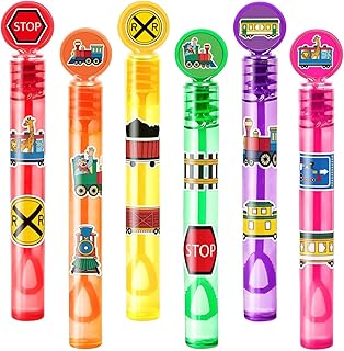 Train Party Favors for Kids – 24PCS Locomotive-Themed Mini Bubble Wands, Great for Birthday Supplies, Pinata Fillers, Goodie Bags & Classroom Rewards