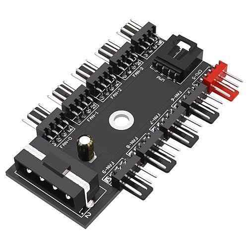 Cable de extensión divisor de concentrador de ventilador, fuente de alimentación de ventilador de 1 a 10 vías, 4 pines ATX alimentada PWM para PC,
