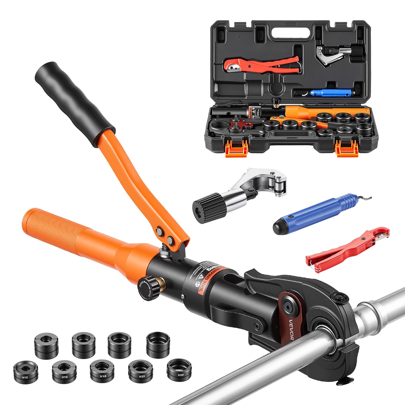 VEVOR Pressatrice Idraulica per Tubi con 9 Ganasce TH16-TH32 e V12-V28