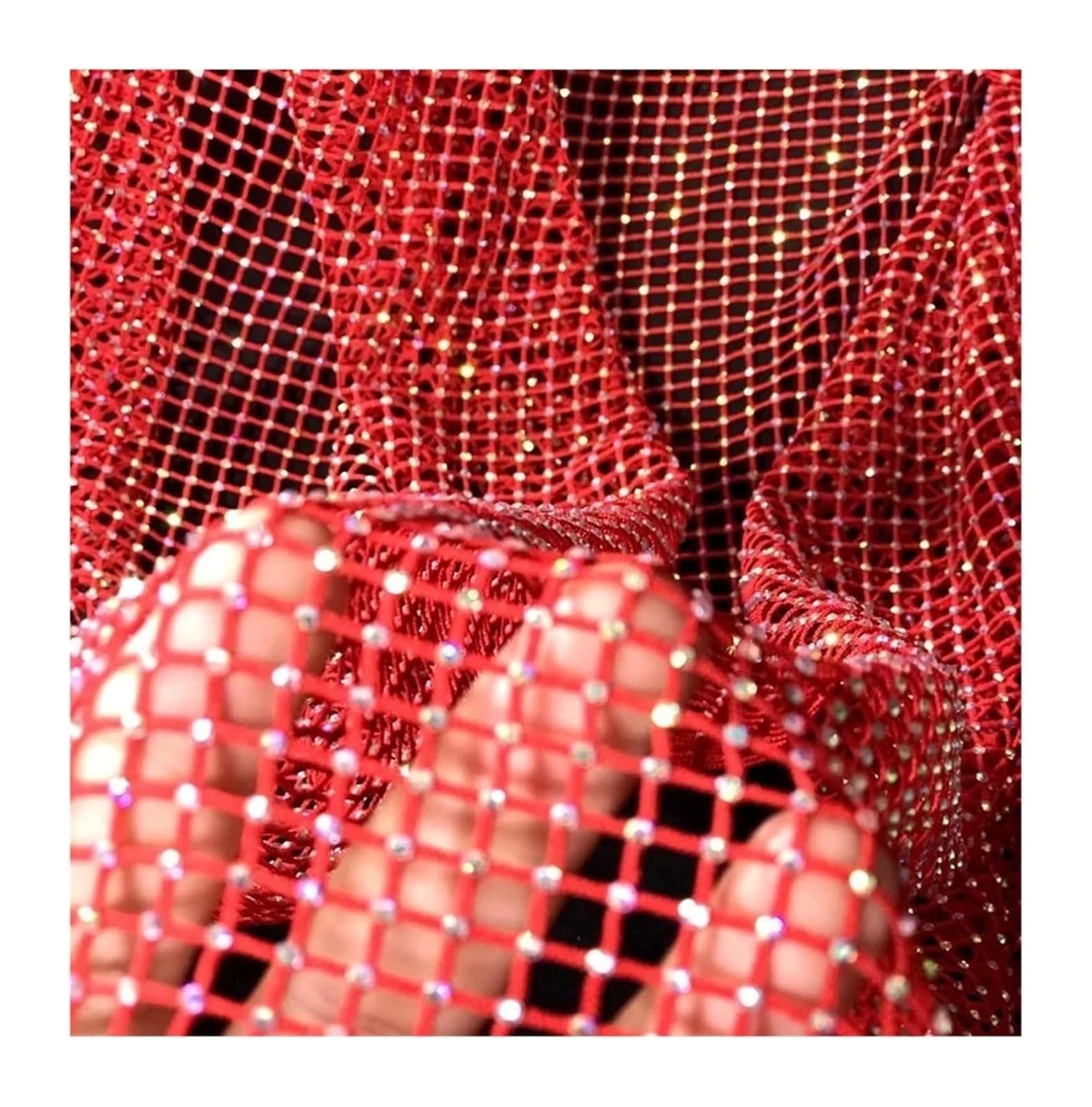 Sewing Mesh Fabric, Multicolor Rhinestones Trim Stretch Mesh Fabric 50x120cm 100x120cm for DIY Sewing(Color5,100cmx120cm)