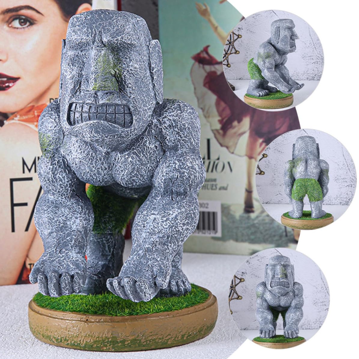 MAGICLULU Einzigartiger Moai Steinfigur Controller Halter aus Kunstharz Stabil und Verblassend als Gaming Zubehör für Desktop und Zuhause