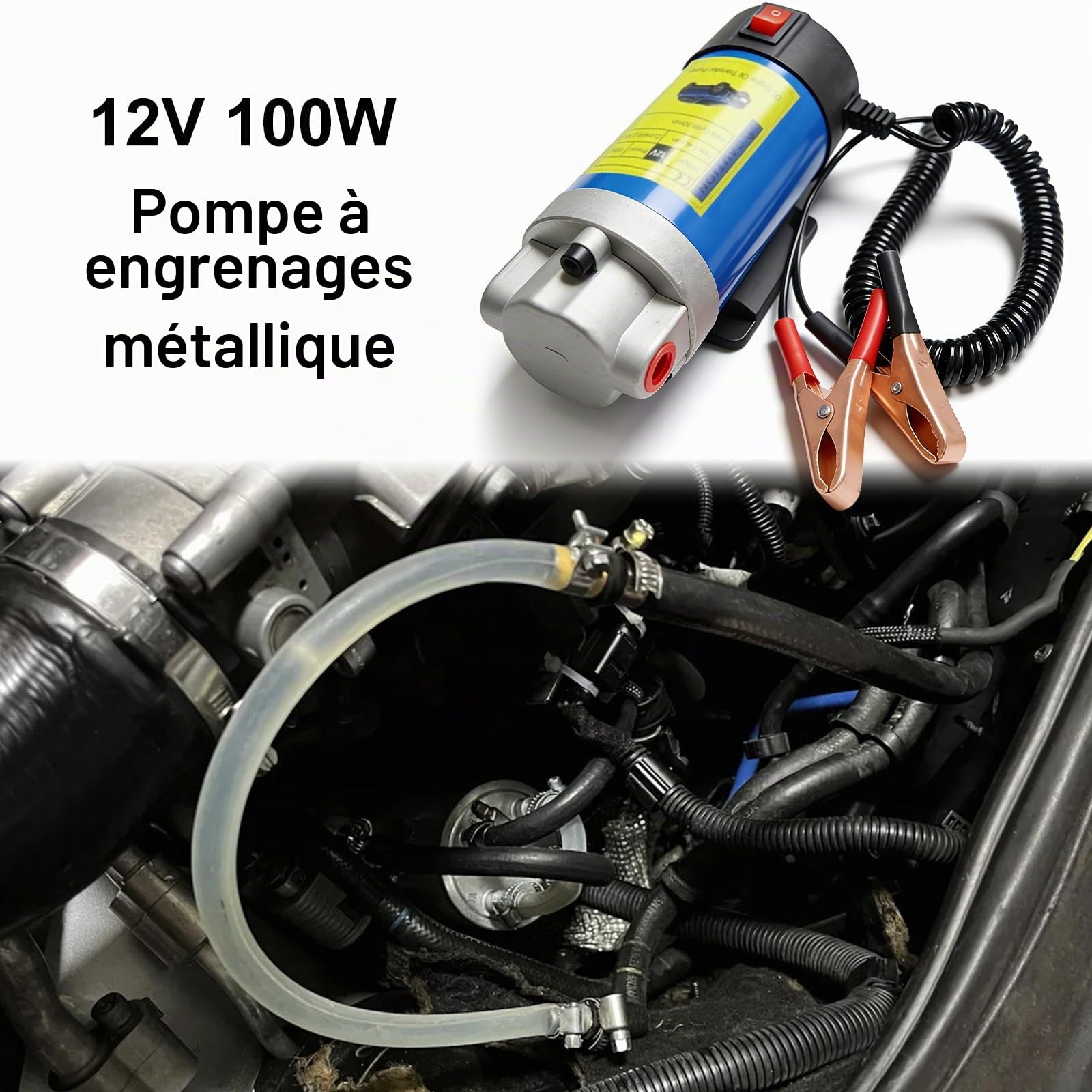 Pompe d'aspiration d'huile, 12 V, 100 W, pompe à huile électrique, auto-amorçante et silencieuse, pompe de vidange d'huile pour voiture, moto, bateau, camping-car