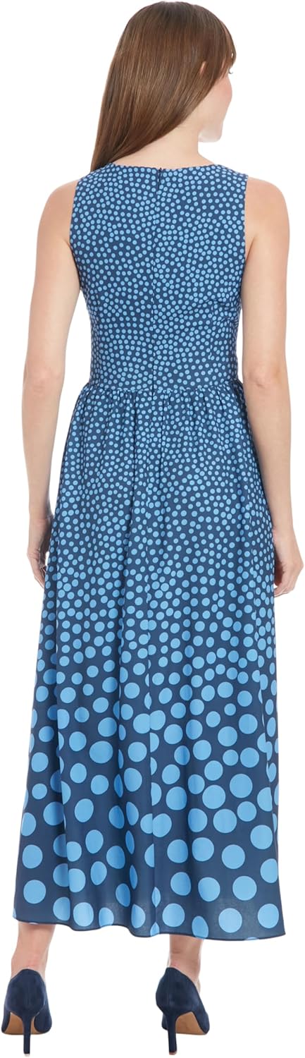 London Times Womens Women's Sleeveless V-Neck Midi Dress - Pleated A-line Skirt - Elegant Cocktail Wedding Guest Dress - Image 3