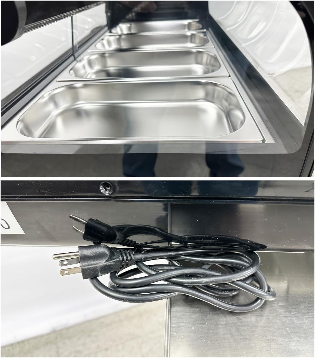 Refrigerated Sushi Display Cooler Case Countertop Black Color 47" Width 4 pan NSF Restaurant Curved Glass Sashimi Roll Showcase Japanese Deli RTS42B