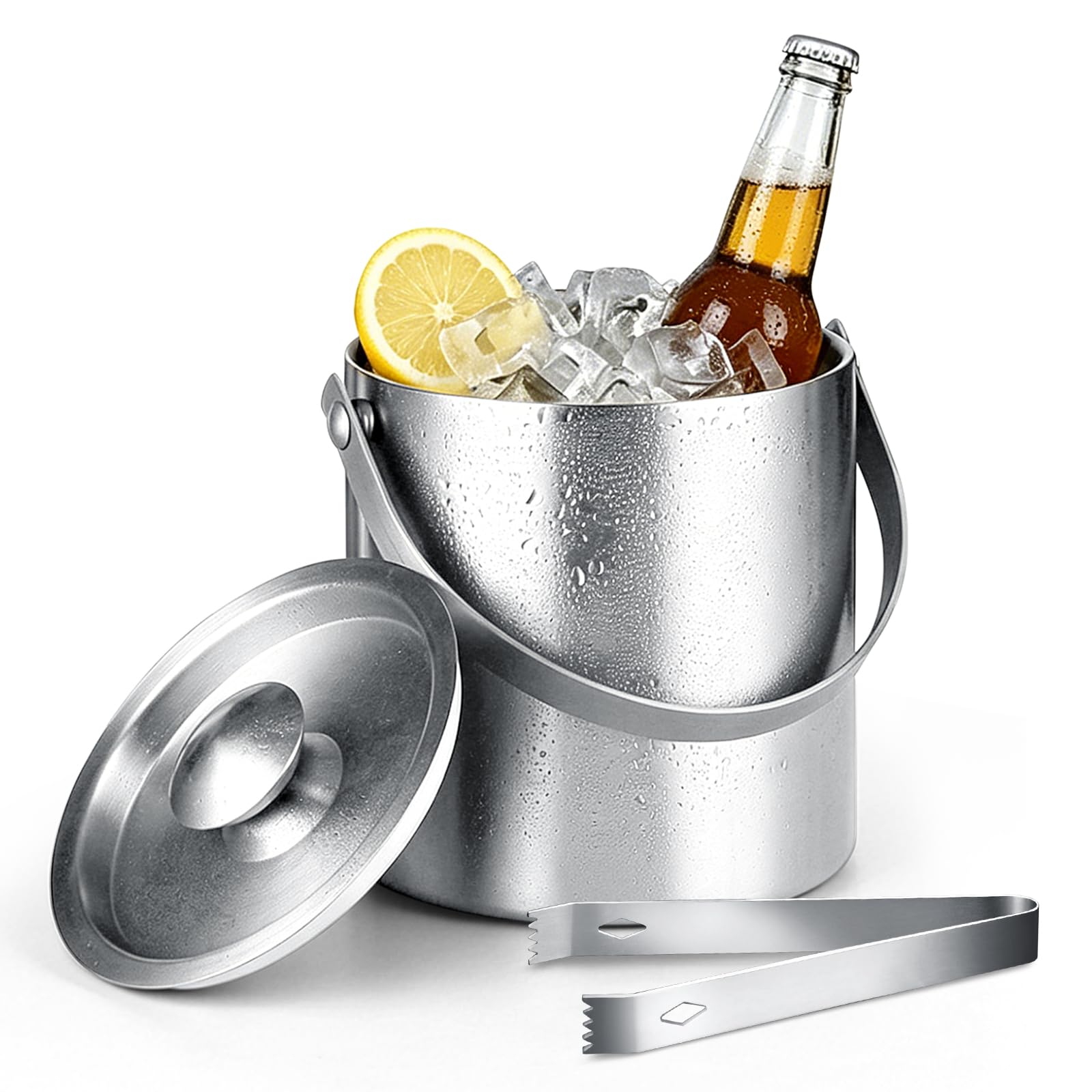 Seau à glace isotherme pour cocktail et fête à la maison avec pince incluse